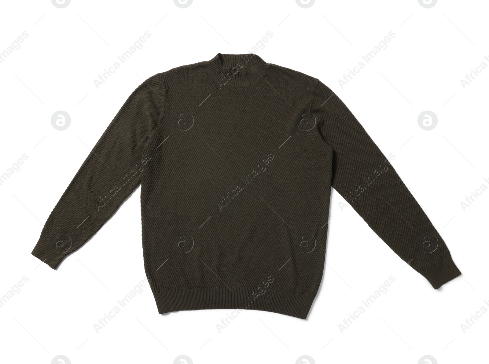 Photo of Stylish casual sweater isolated on white, top view