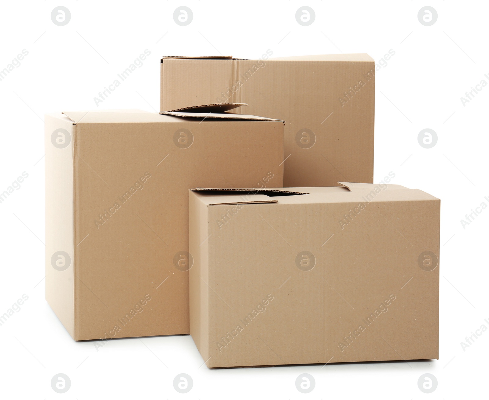 Photo of Cardboard boxes on white background