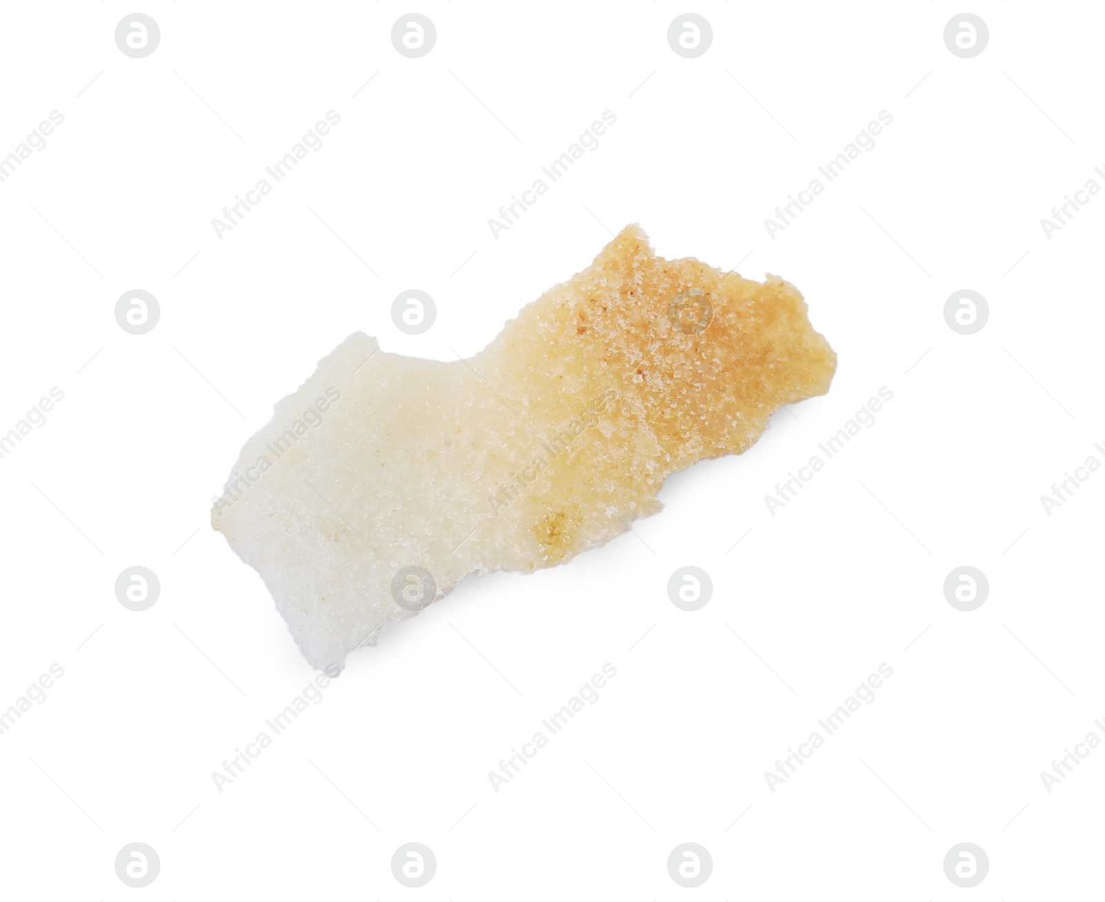 Photo of Crumble of delicious fresh puff pastry isolated on white, top view