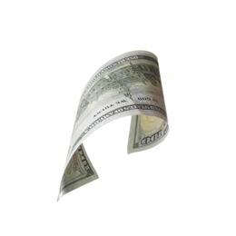 Photo of One hundred dollar banknote on white background. American national currency