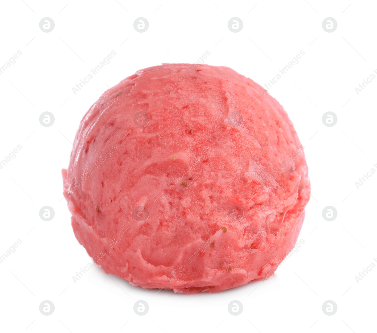 Photo of Scoop of delicious pink ice cream isolated on white