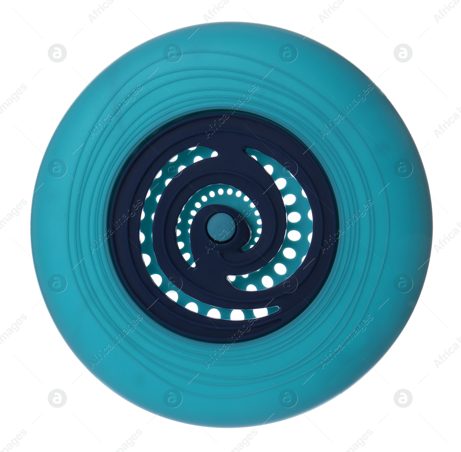 Photo of Light blue plastic frisbee disk isolated on white