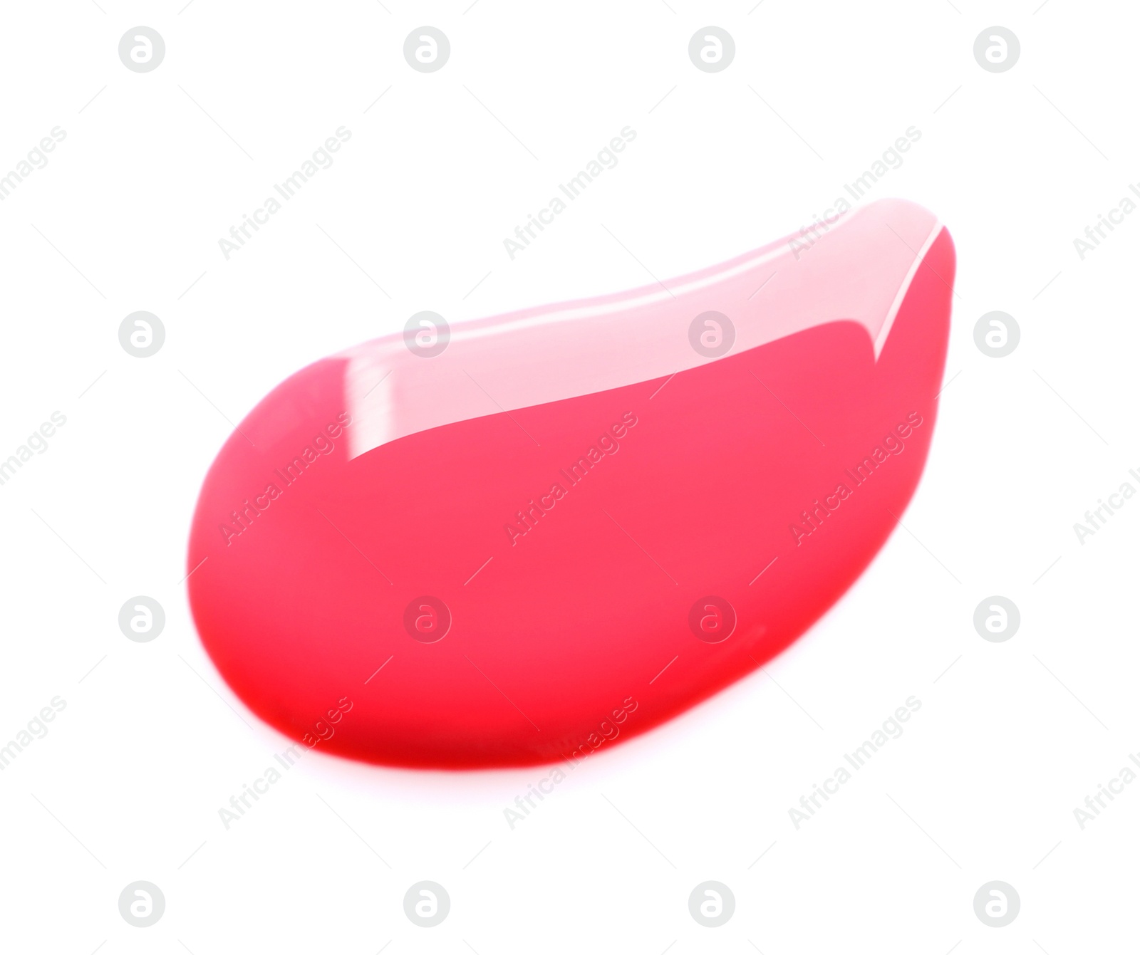 Photo of Sample of colorful nail polish on white background