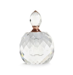 Photo of Bottle of luxury perfume isolated on white