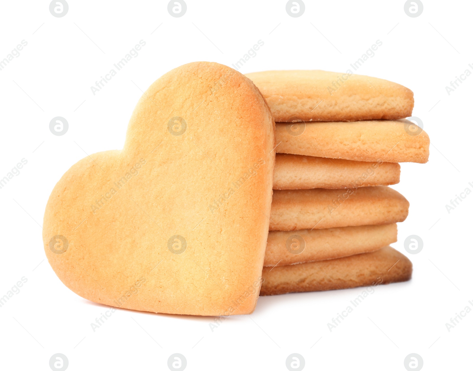 Photo of Homemade heart shaped cookies on white background