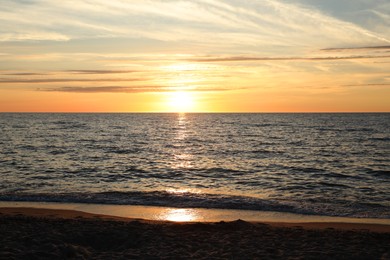 Picturesque view of sea at sunset. Tropical beach