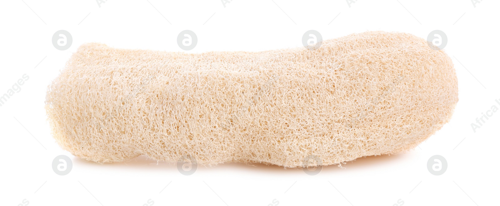 Photo of Loofah sponge isolated on white. Personal hygiene product