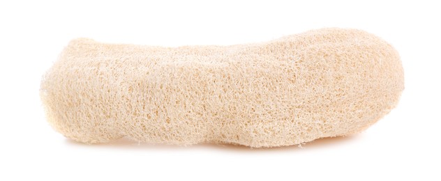 Photo of Loofah sponge isolated on white. Personal hygiene product