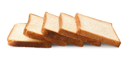 Pieces of fresh toast bread isolated on white