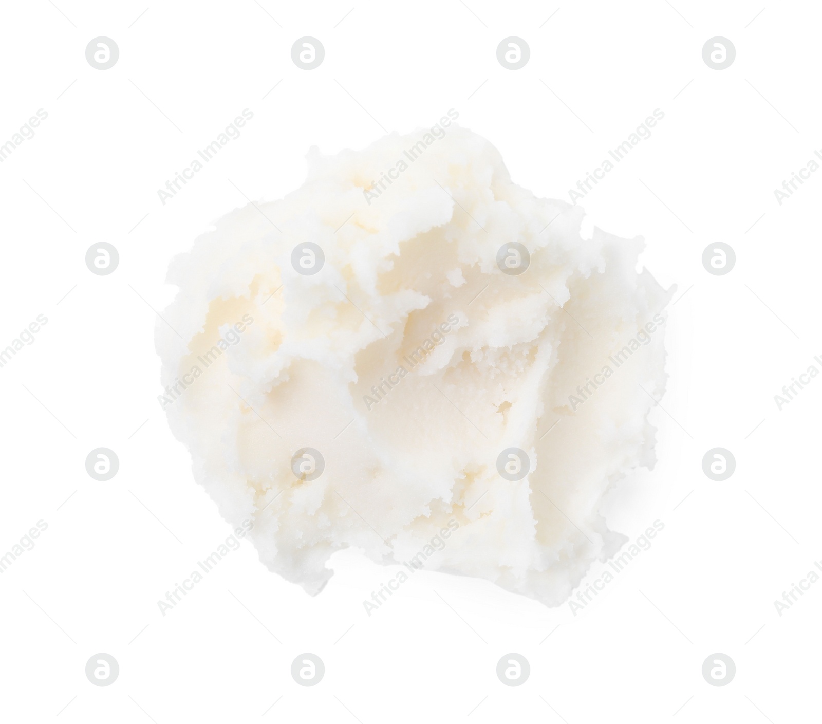 Photo of Delicious natural pork lard isolated on white, top view