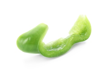 Photo of Slice of ripe paprika pepper on white background