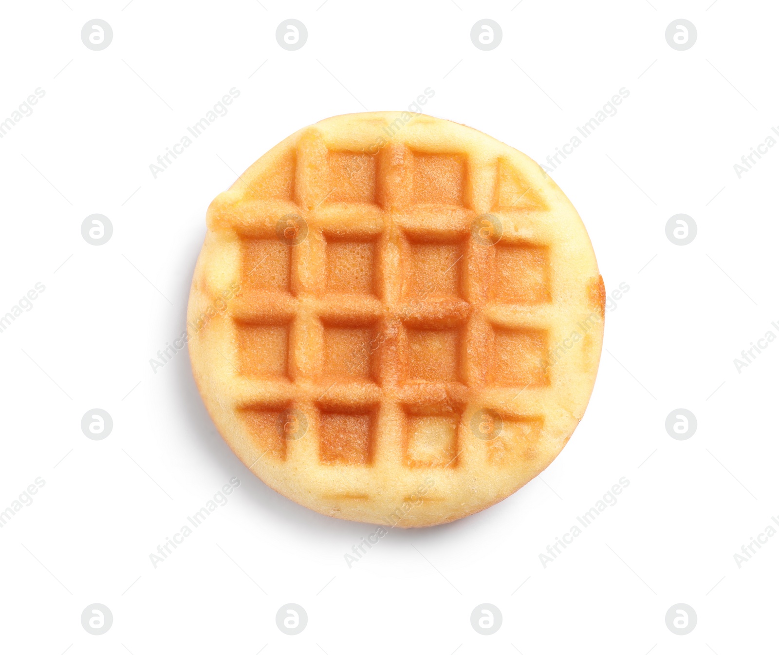 Photo of Delicious waffle for breakfast on white background