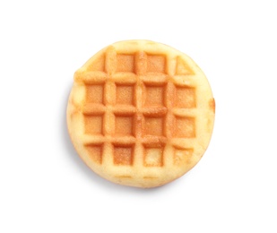 Photo of Delicious waffle for breakfast on white background