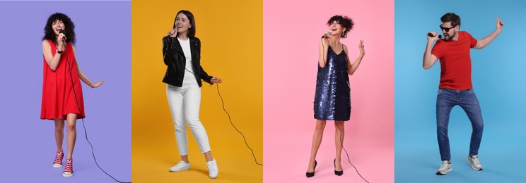 Image of Singers on different color backgrounds, collection of photos