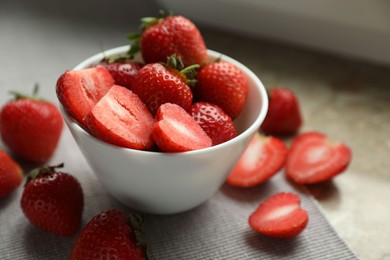 Photo of Fresh juicy strawberries on table, closeup view