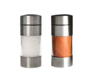 Salt mill and pepper shaker isolated on white