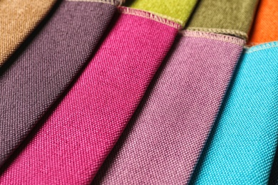 Fabric samples of different colors for interior design as background