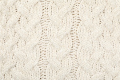 Texture of cozy warm sweater as background, closeup