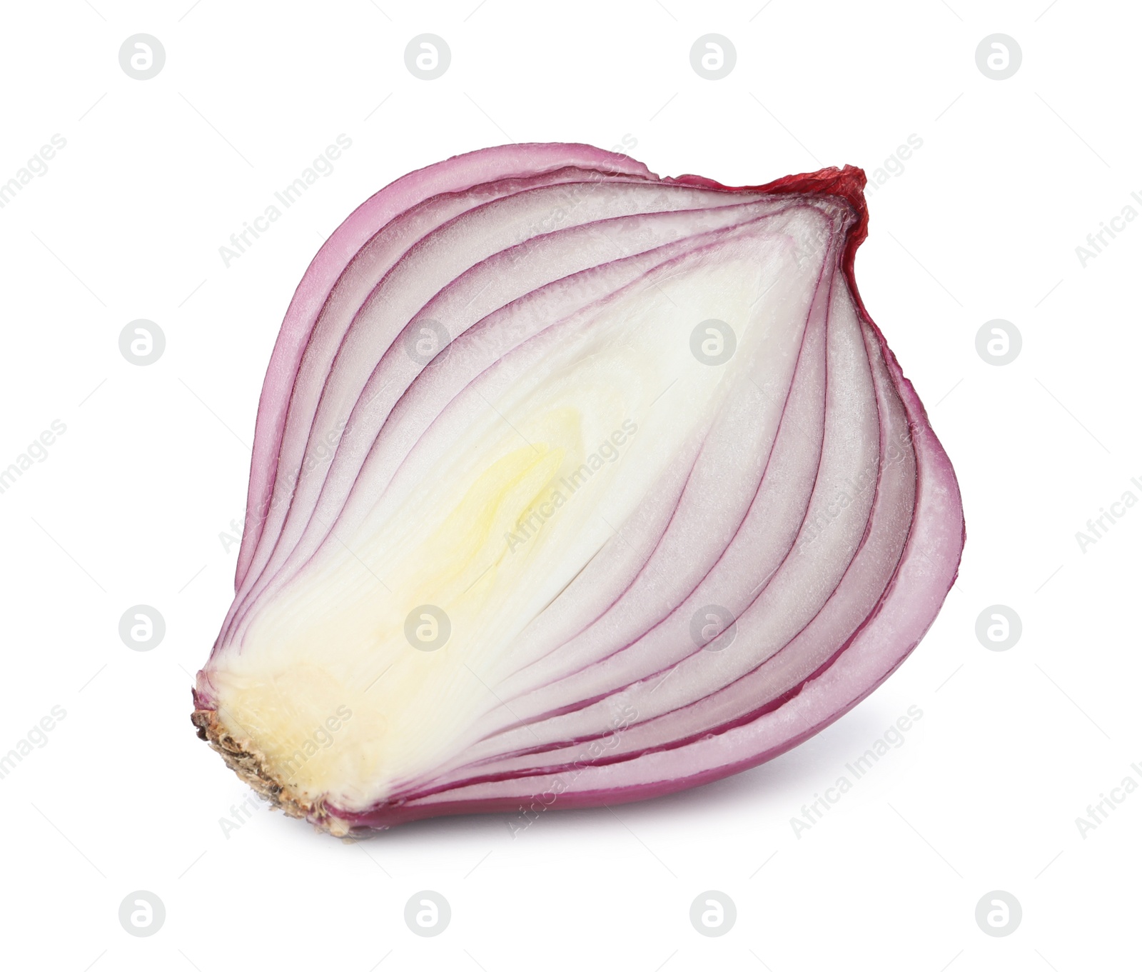 Photo of Fresh cut red onion isolated on white