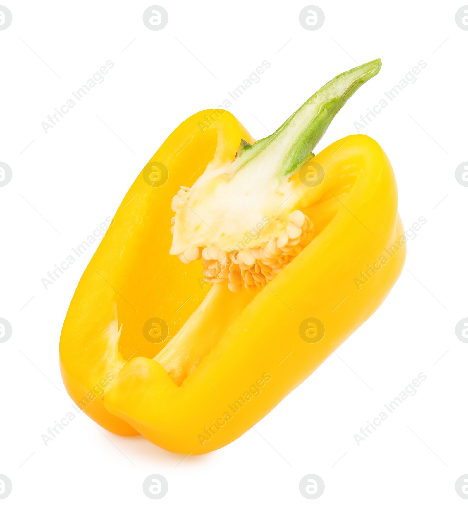 Photo of Half of yellow bell pepper isolated on white