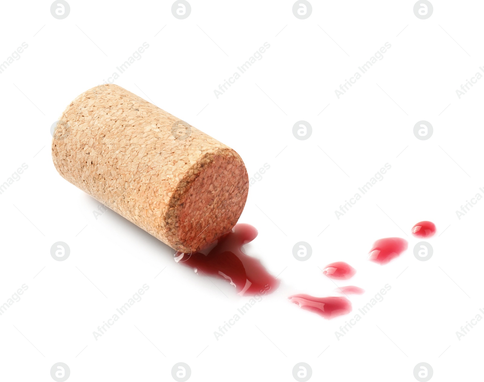 Photo of Bottle cork with wine stains isolated on white