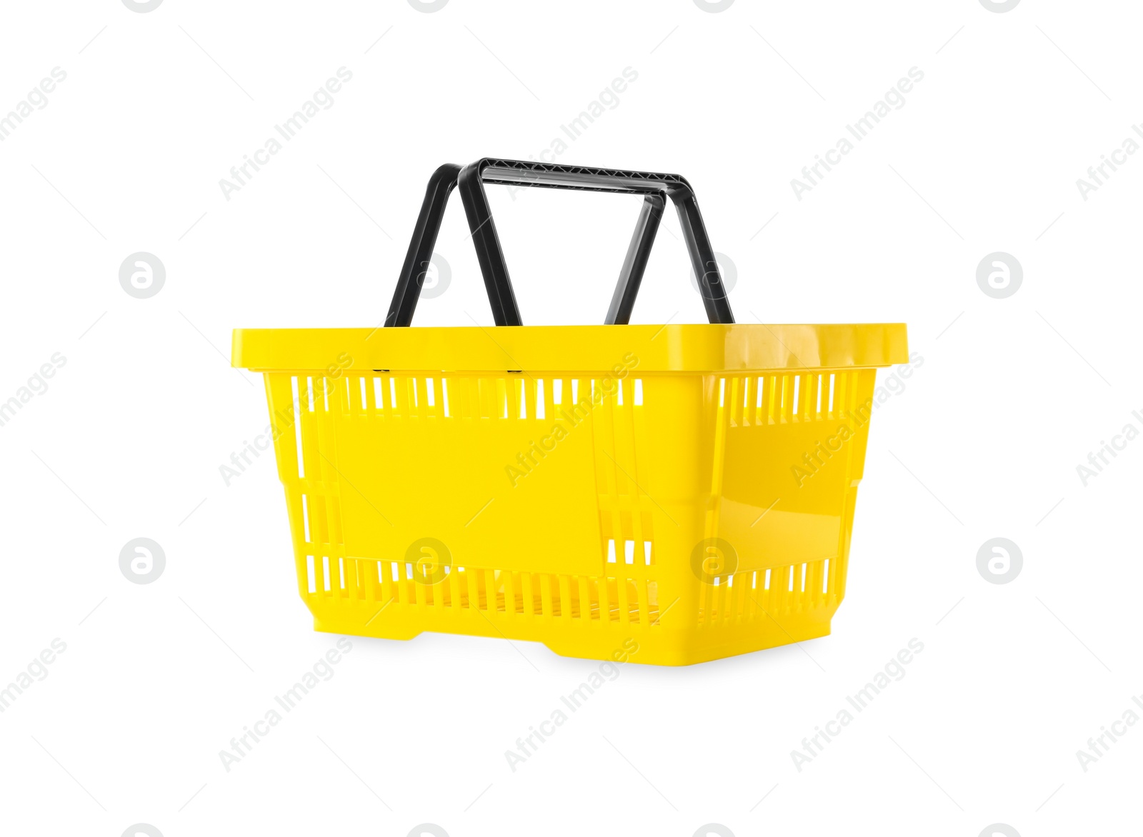 Photo of Color plastic shopping basket isolated on white