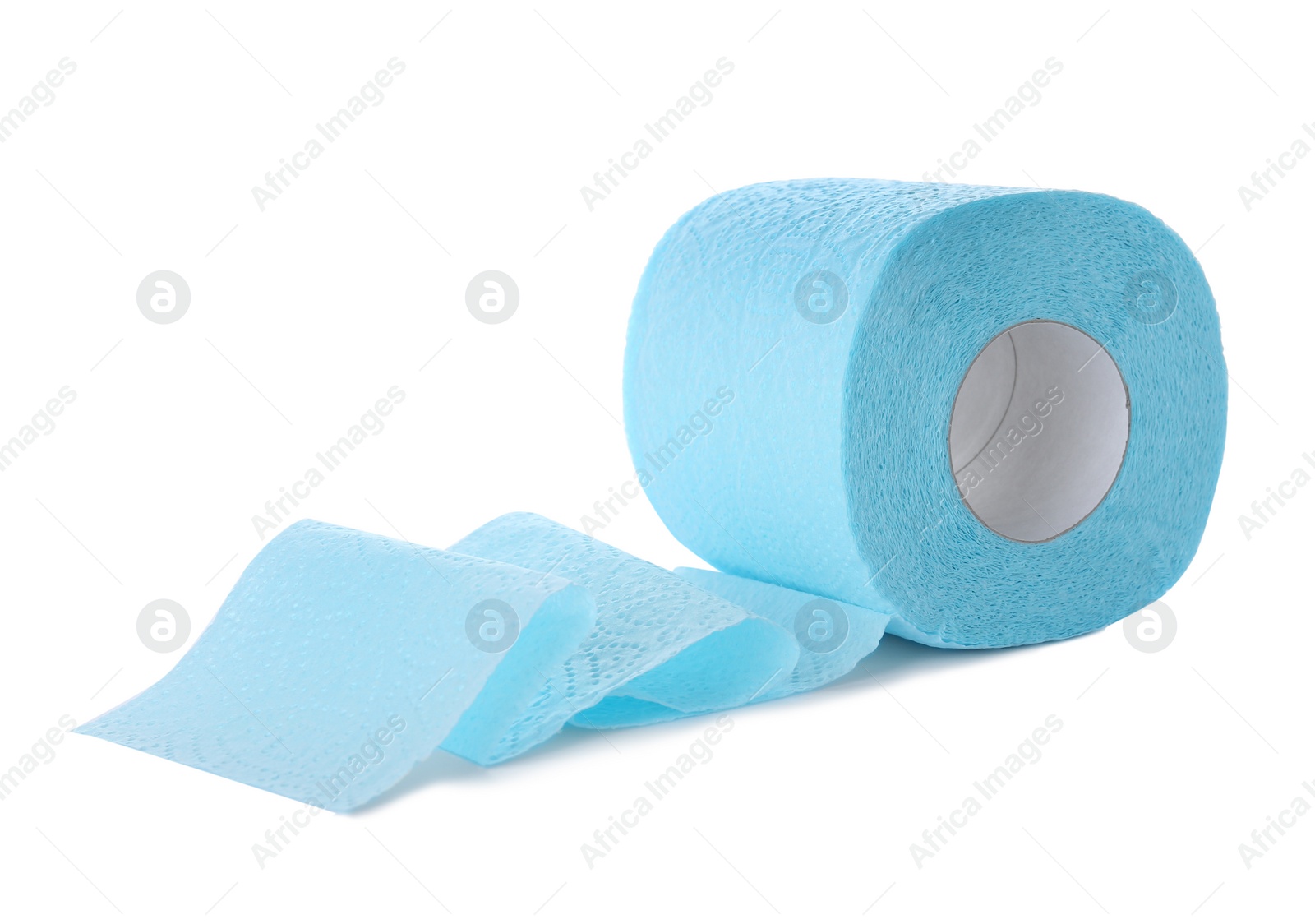 Photo of Roll of toilet paper on white background. Personal hygiene