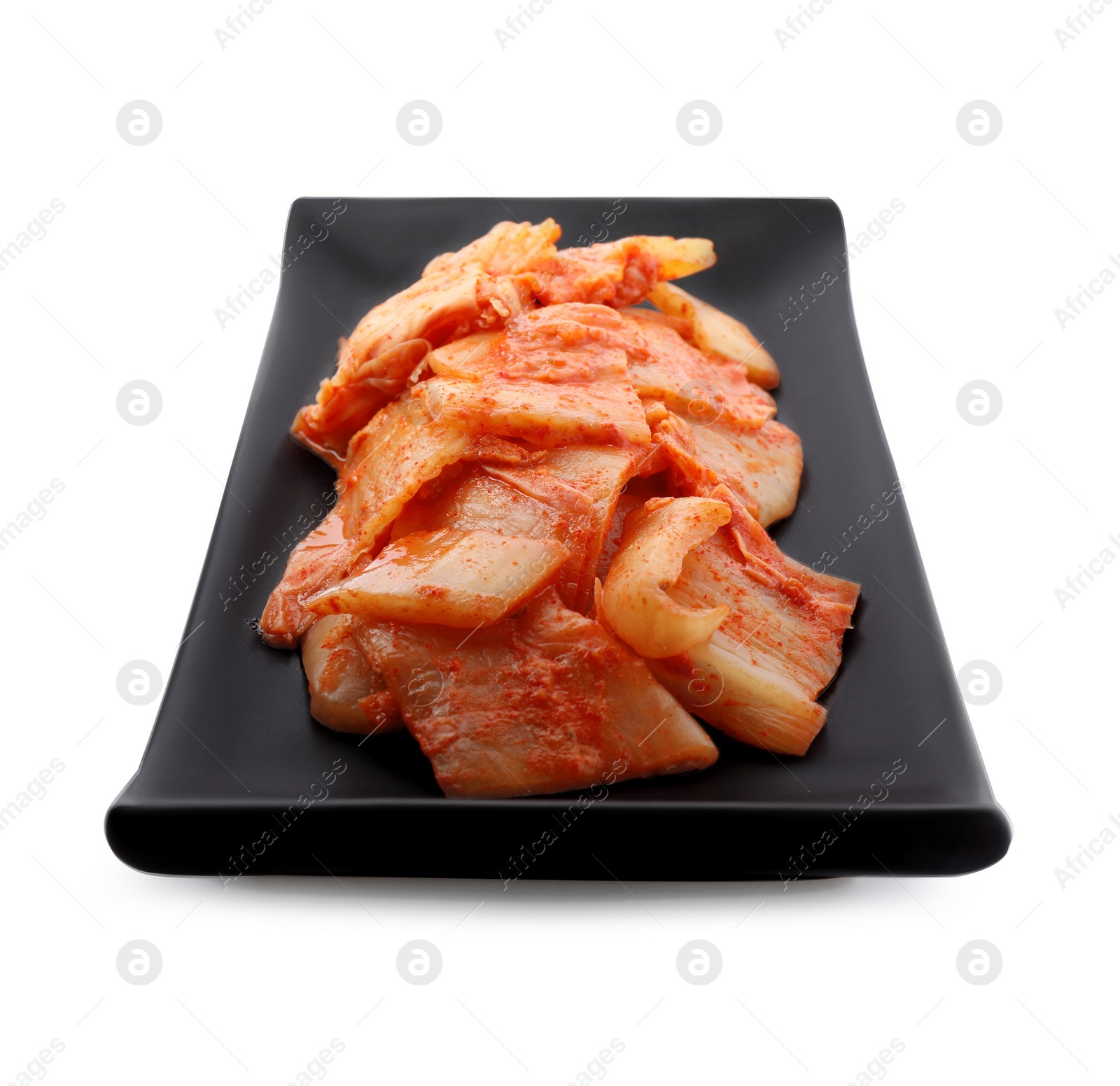 Photo of Delicious kimchi with Chinese cabbage isolated on white