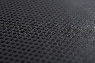 Photo of Textured black fabric as background, closeup view