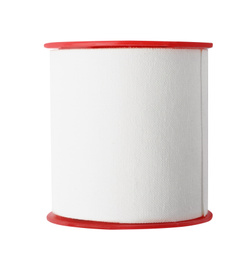 Photo of Medical sticking plaster roll isolated on white. First aid item