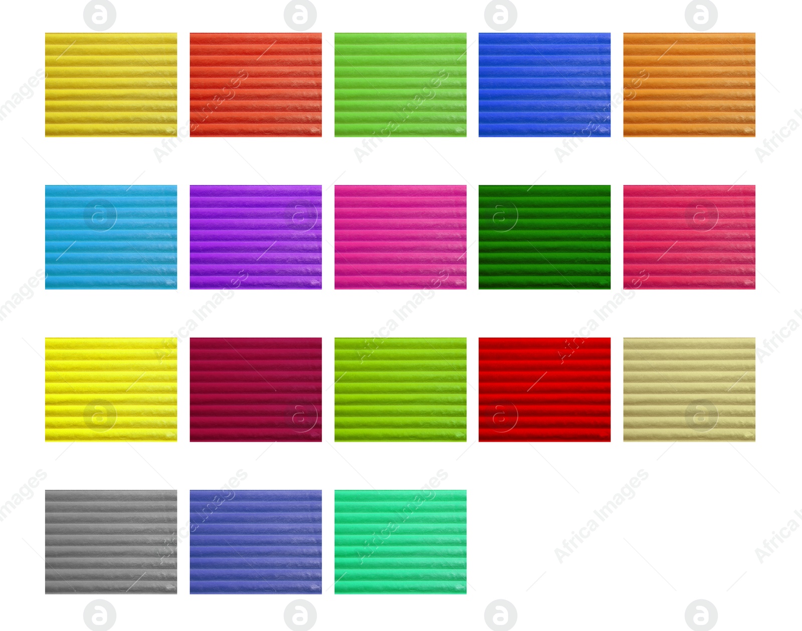 Image of Samples of different wool on white background, collage. Color palette