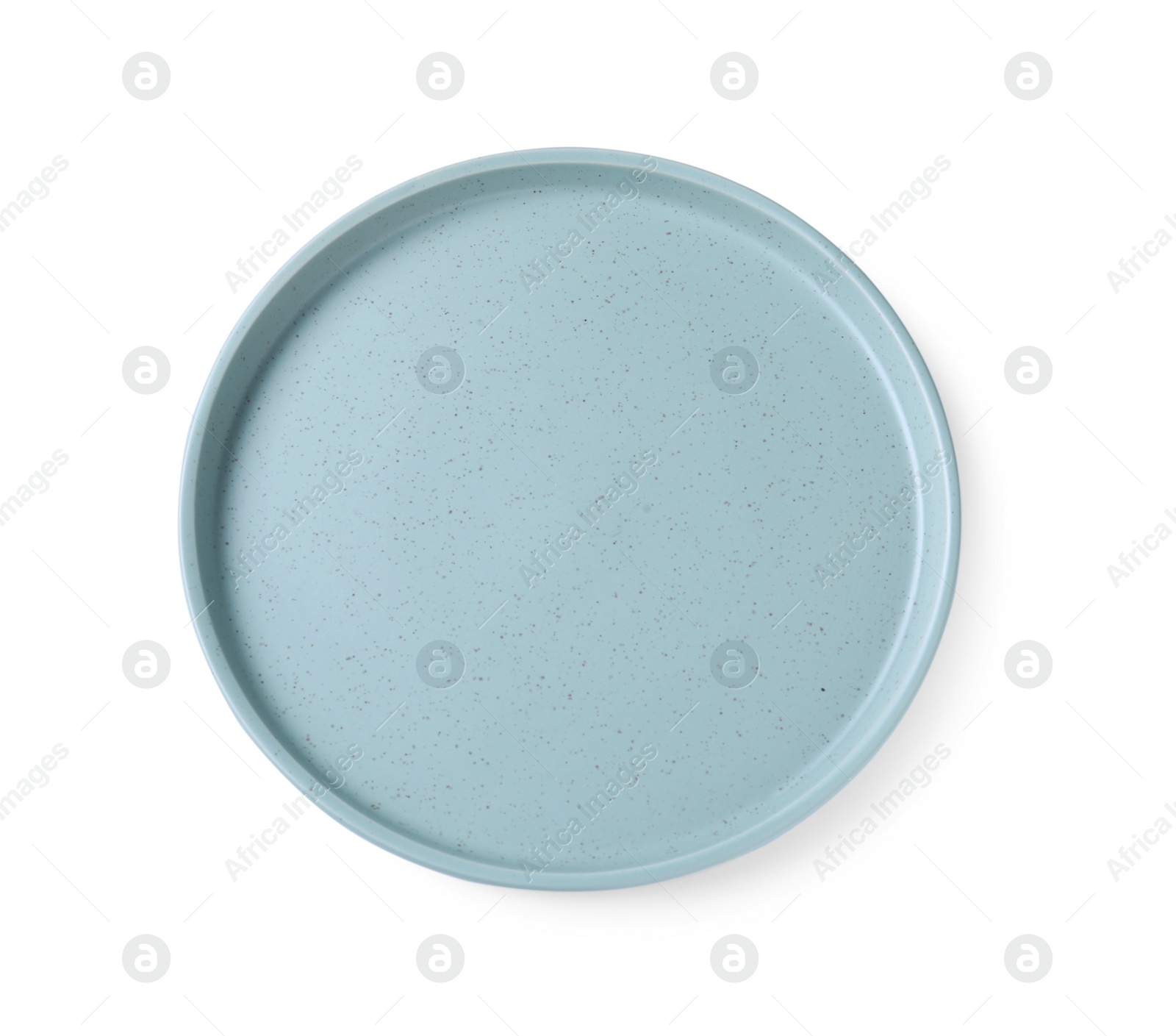 Photo of Empty color ceramic plate isolated on white, top view