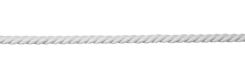 Long durable hemp rope isolated on white
