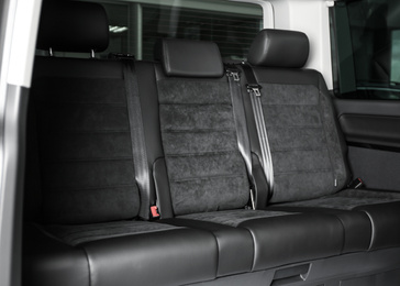 Photo of Modern car interior with comfortable leather seats