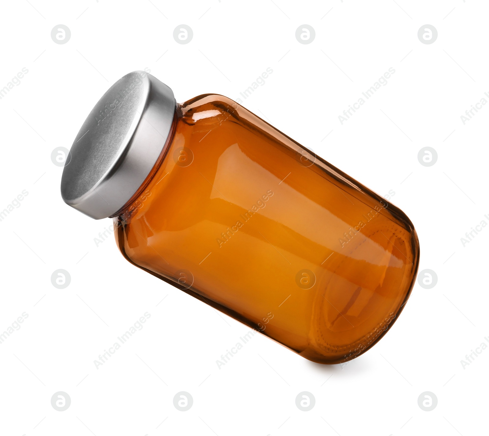 Photo of Blank glass pill bottle isolated on white