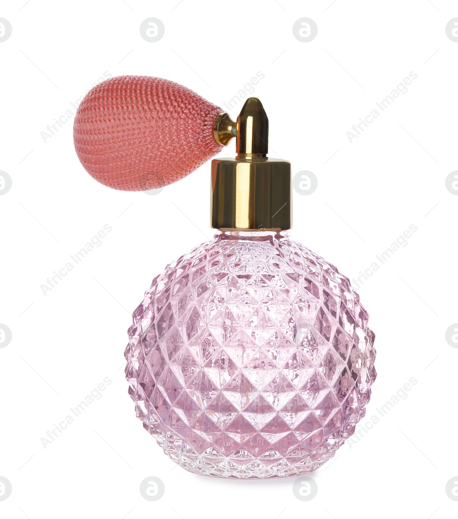 Photo of Bottle of luxury perfume isolated on white