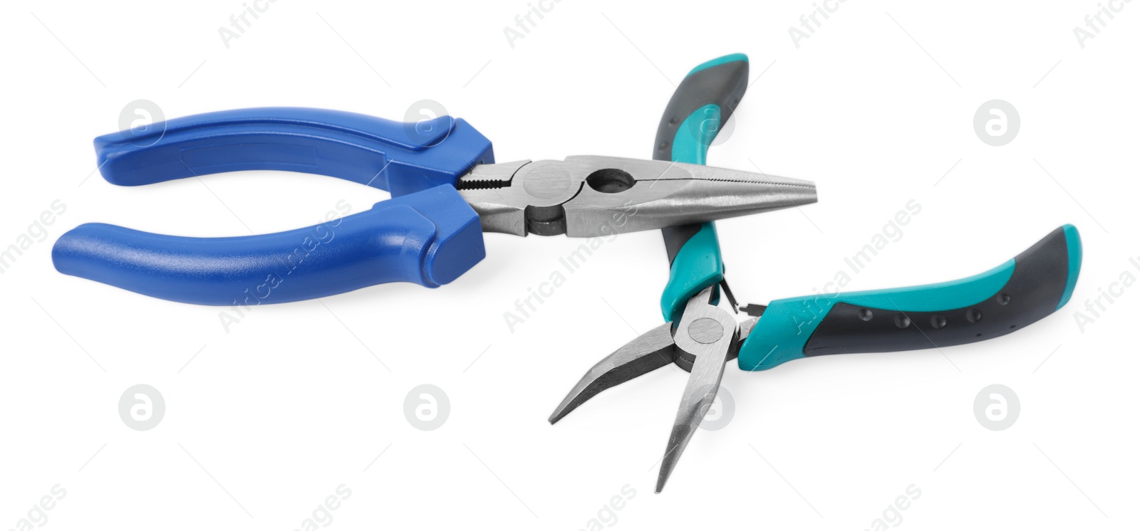 Photo of Different pliers isolated on white. Construction tool