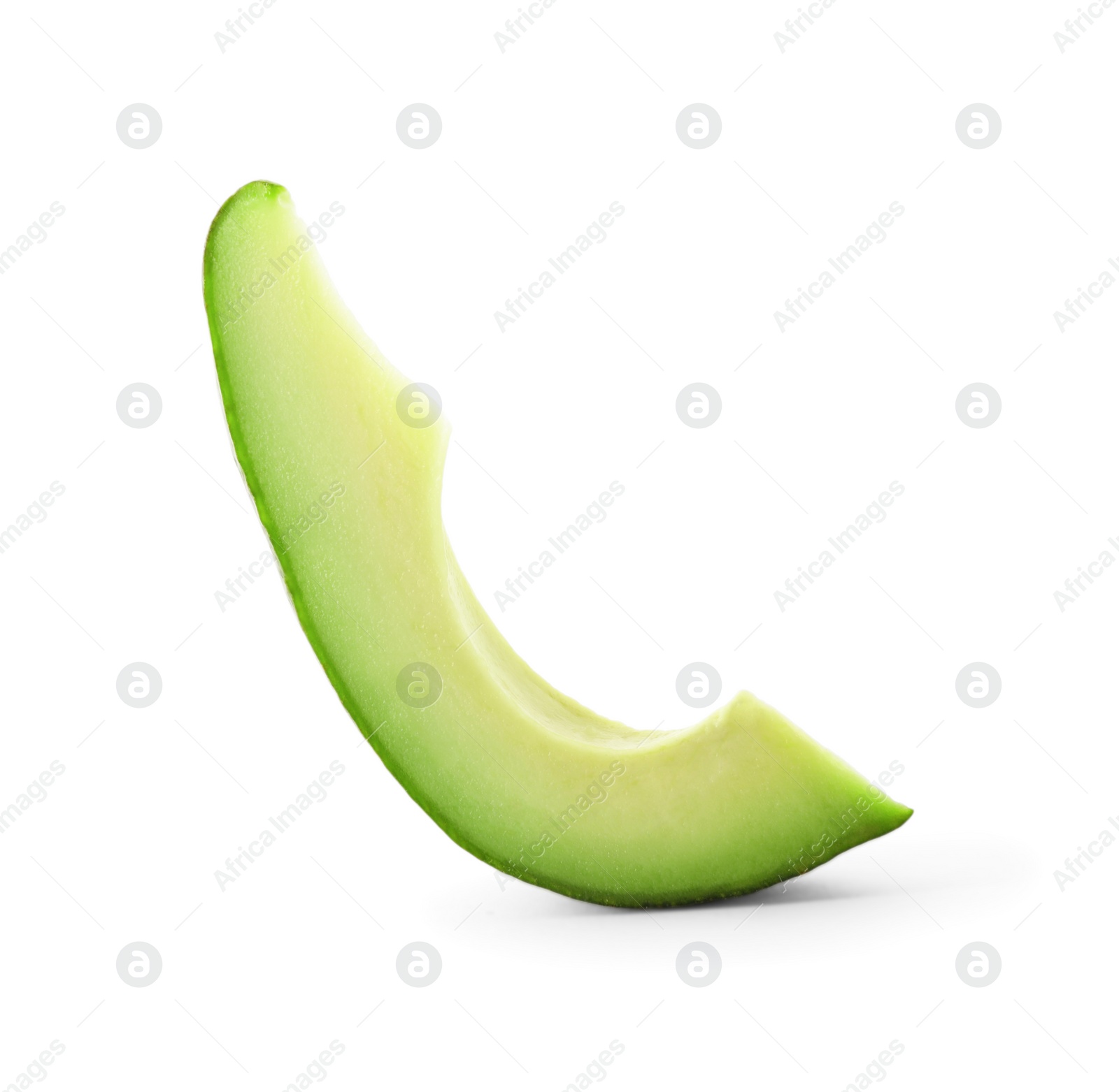 Photo of Slice of ripe avocado isolated on white