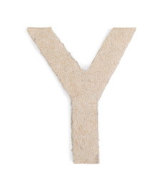 Letter Y made of cardboard isolated on white