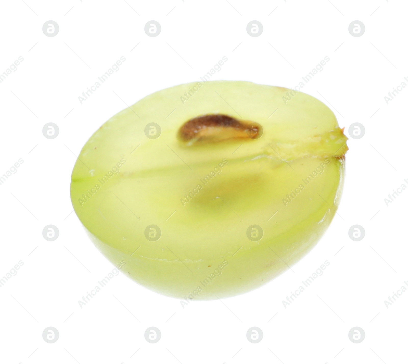 Photo of Half of fresh green grape on white background