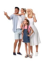 Portrait of happy family on white background