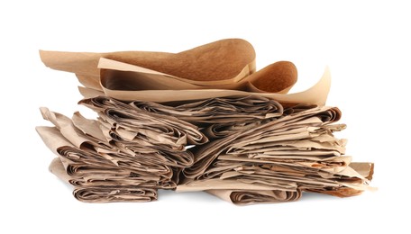 Pile of waste paper isolated on white