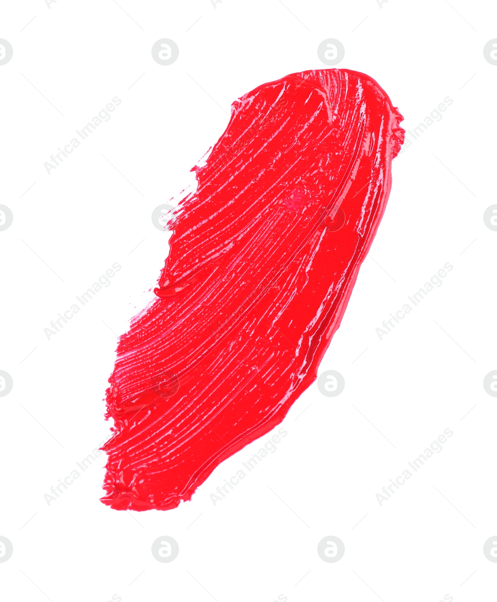 Photo of Stroke of red lip gloss isolated on white