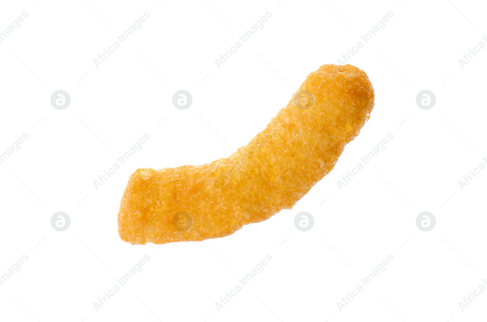 Photo of One tasty cheesy corn puff isolated on white