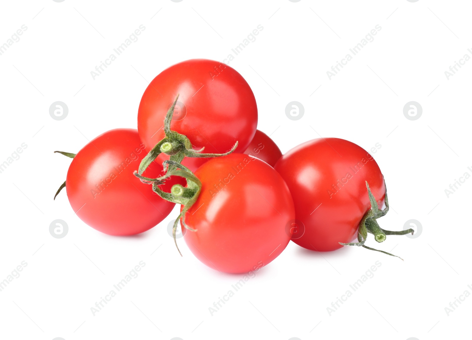 Photo of Tasty fresh raw tomatoes isolated on white