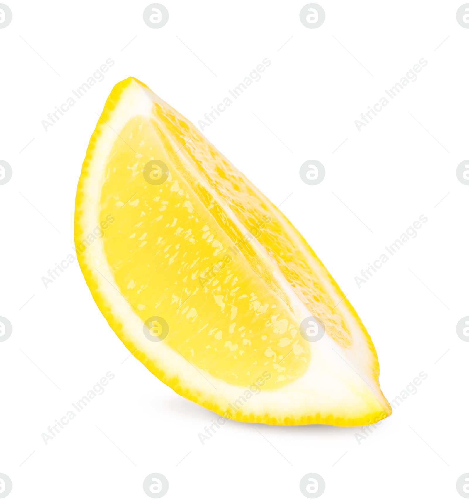 Photo of Citrus fruit. Slice of fresh lemon isolated on white