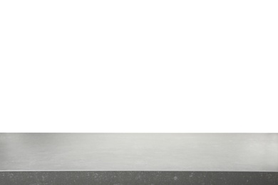 Photo of Empty stone surface against white background. Mockup for design