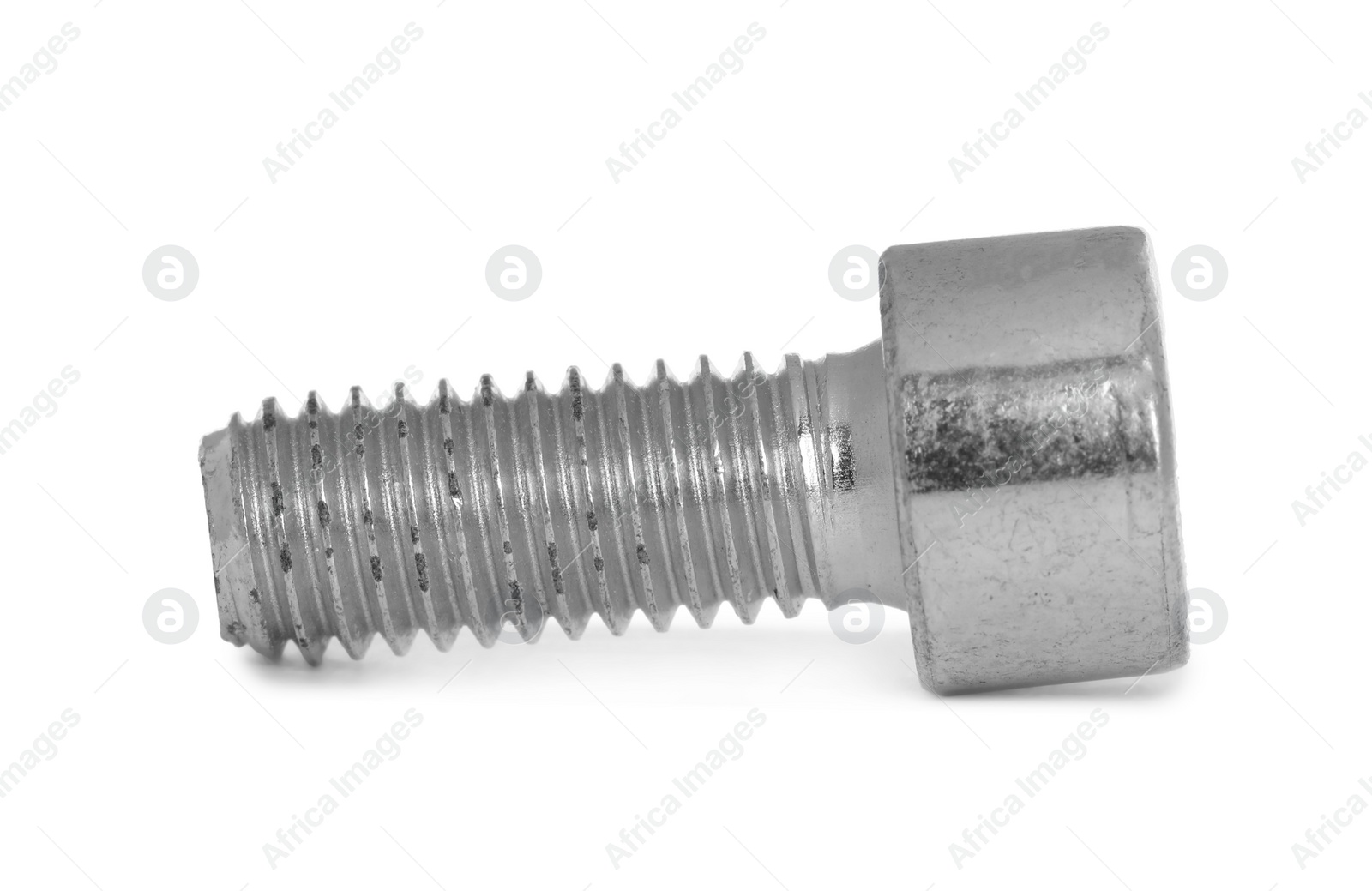 Photo of One metal socket bolt isolated on white