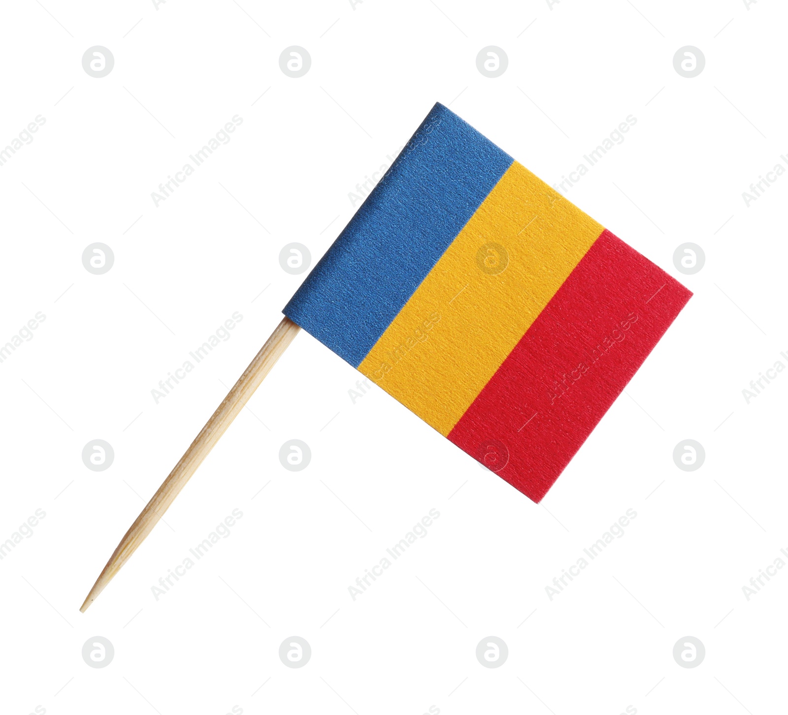 Photo of Small paper flag of Romania isolated on white