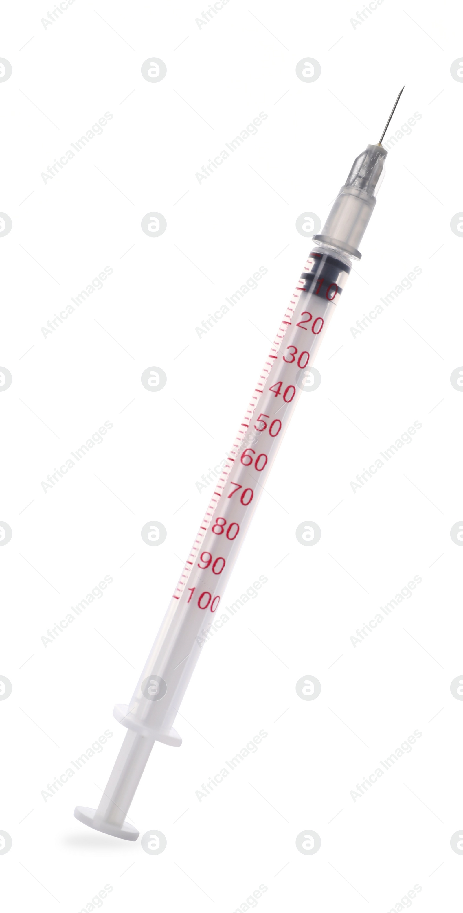 Photo of New medical insulin syringe with needle isolated on white